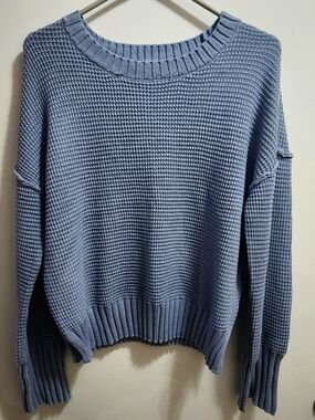 Classic Light Blue Waffle Knit Women's Sweater